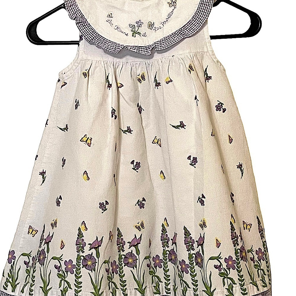 b.t. kids Girls Lilac & White Embroidered Collar Flower and Butterfly Dress 5 - Picture 3 of 10